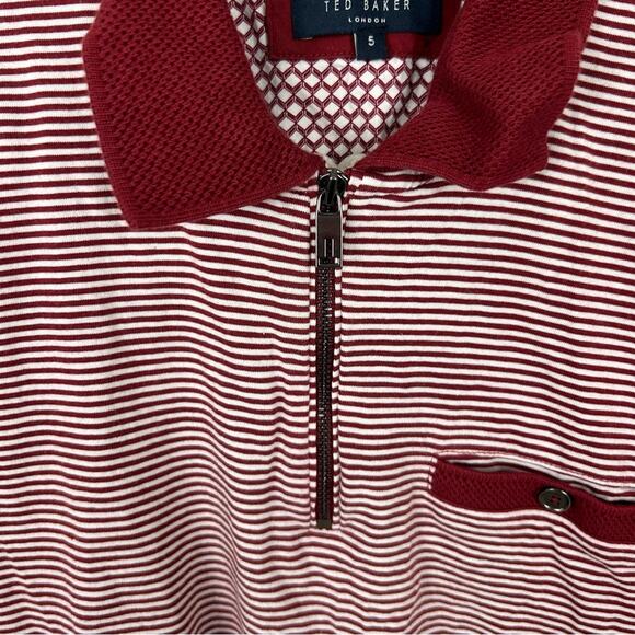 Ted Baker London Men’s Red Striped Casual Polo Shirt Size - Picture 7 of 9